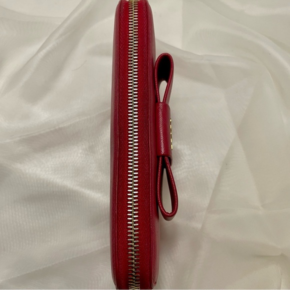 Prada Saffiano Leather Fiocco Bow Peonia Wallet - Picture 6 of 13